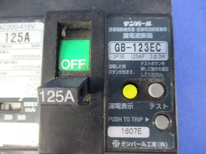 漏電遮断器(ブレーカー)3P3E125A GB-123EC