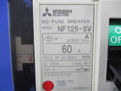 ノーヒューズ遮断器3P60A NF125-SV