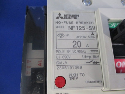 ノーヒューズ遮断器3P20A NF125-SV