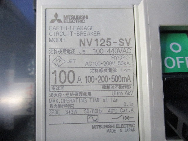 サーキットブレーカー3P100A NV125-SV