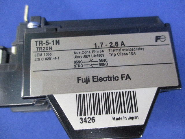標準形サーマルリレー 1.7-2.6A TR-5-1N