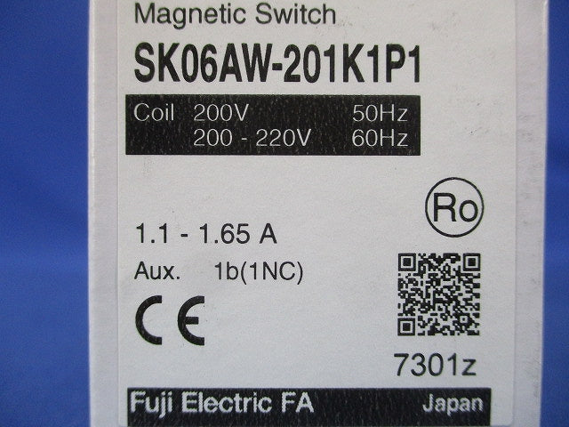 電磁開閉器 200V 1.1-1.65A 1ｂ SK06AW-201K1P1