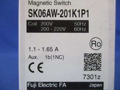 電磁開閉器 200V 1.1-1.65A 1ｂ SK06AW-201K1P1