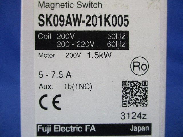 電磁開閉器 200V 5-7.5A 1ｂ SK09AW-201K005
