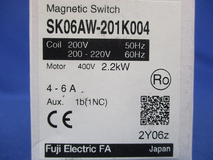 電磁開閉器 200V 4-6A 1ｂ SK06AW-201K004
