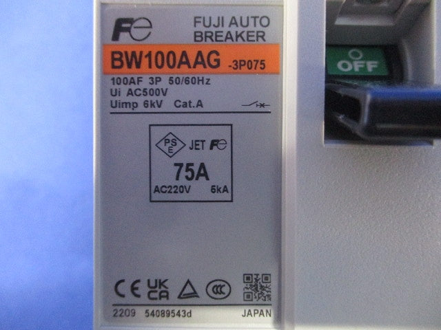 オートブレーカ 3P75A MAXAC400V BW100AAG-3P75A