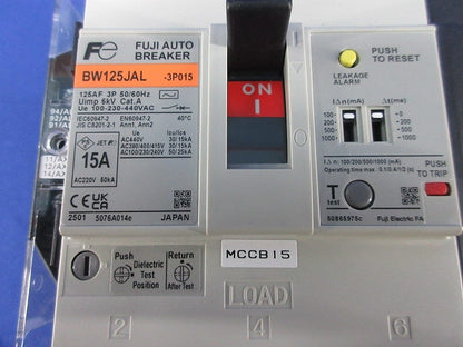 漏電警報付ブレーカ 3P15A BW125JAL-3P015
