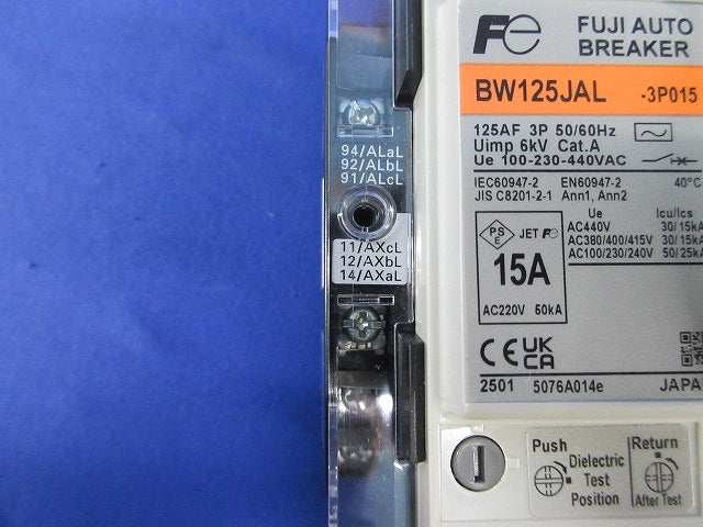 漏電警報付ブレーカ 3P15A BW125JAL-3P015