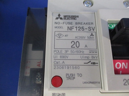 ノーヒューズ遮断器3P20A NF125-SV