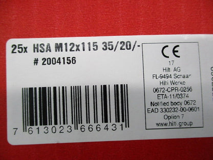 スタッドアンカー(25個入) HSA M12x115 35/20/-