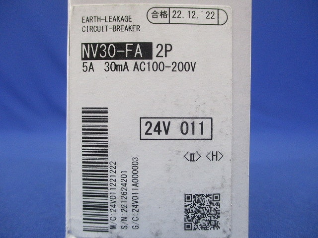 漏電遮断器 2P5A30mA AC100-200V NV30-FA2P5A