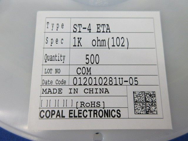 Potentiometer 500個入 ST-4ETA 1K OHMS(102)