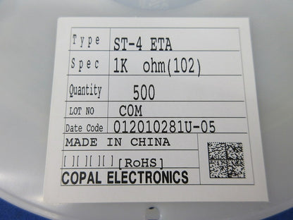 Potentiometer 500個入 ST-4ETA 1K OHMS(102)