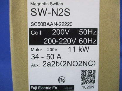 標準形電磁開閉器 11ｋW 34-50A 200V 2a2b SW-N2S