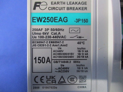 漏電遮断器 3P150A AC100-230-440V 30ｍA EW250EAG3P150A