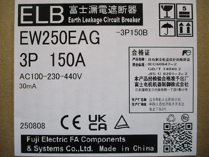 漏電遮断器 3P150A AC100-230-440V 30ｍA EW250EAG3P150A