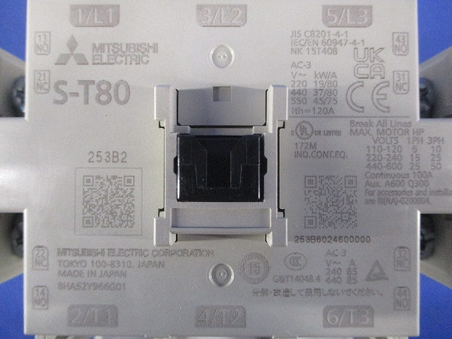 非可逆式電磁接触器 AC200V S-T80