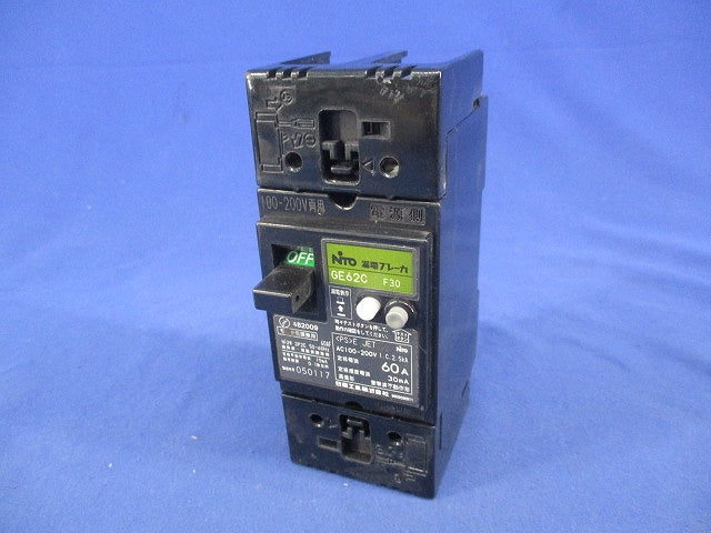 漏電ブレーカ2P2E60A(ジャンク品) GE62C