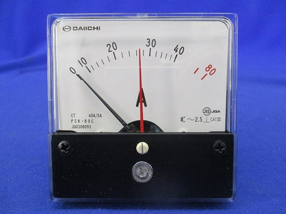 角形指示計器 交流電圧計 40A/5A PSK-80C