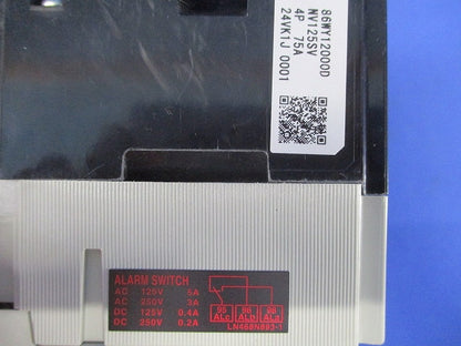 漏電アラーム遮断器 4P75A 100・200・500ｍA 単3中性線欠相保護付 NV125-SV4P75A