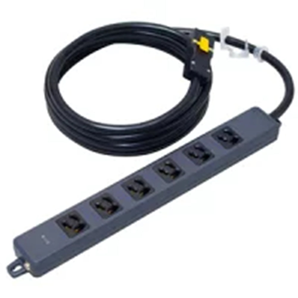横形ＯＡ抜け止め接地タップ ６コ口 パイロットランプ マグネット付 ハーネスプラグ付(黒) MR7906NT3BBB