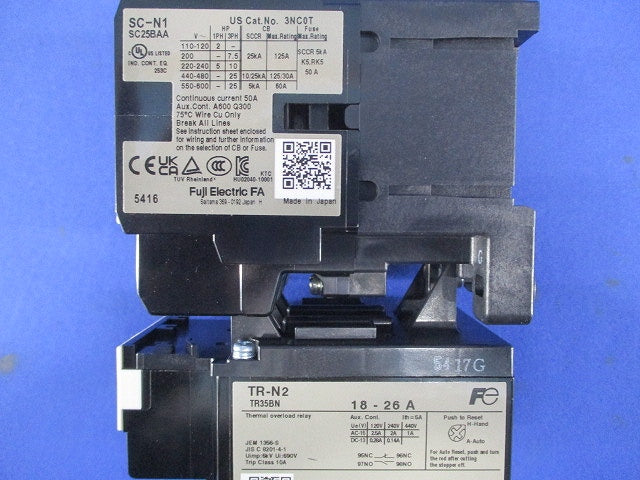 電磁開閉器 200V 5.5ｋW 18-26A 2a2b SW-N1