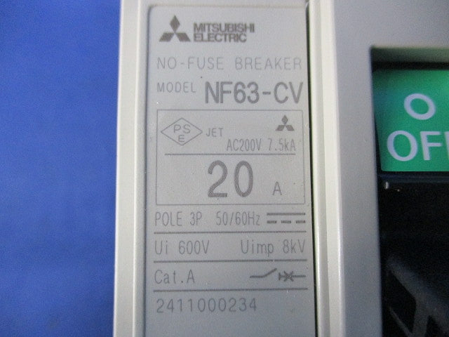 ノーヒューズブレーカ3P20A NF63-CV
