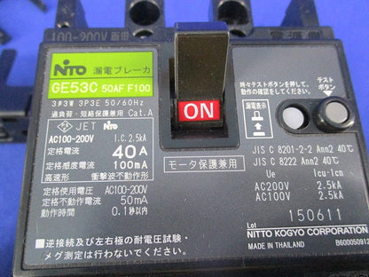 漏電ブレーカ 3P3E40A GE53C