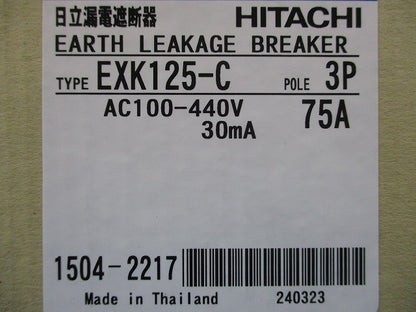 漏電遮断器 3P75A AC100-440V 30ｍA EXK125-C3P75A
