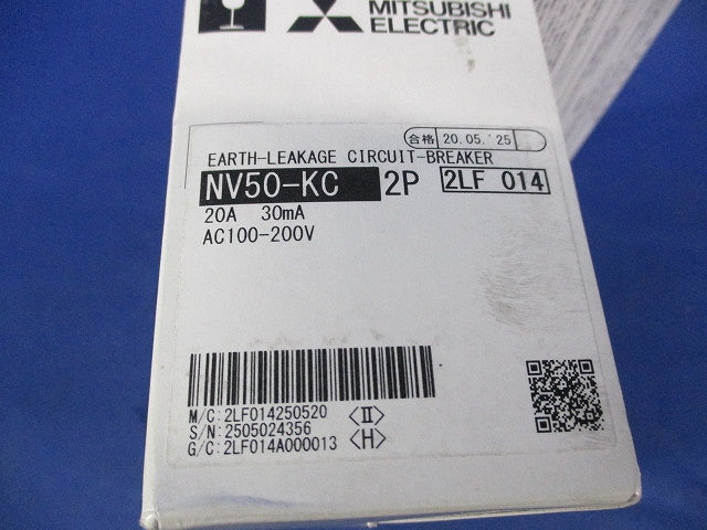 漏電遮断器2P2E20A NV50-KC