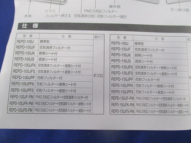 樹脂製プッシュ式レジスターφ100 REPD-100J