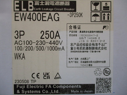 漏電遮断器 3P250A AC100-230-440V EW400EAG3P250A