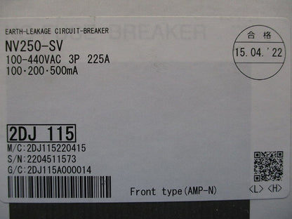 漏電遮断器 3P225A 100/440VAC 100・200・500ｍA NV250-SV3P3E225A