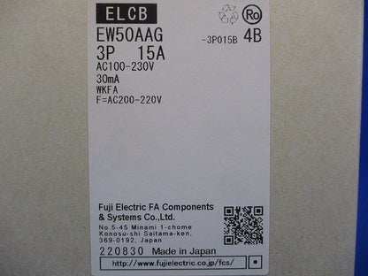 漏電アラーム遮断器 3P15A30ｍA AC100-230V EW50AAG3P15A