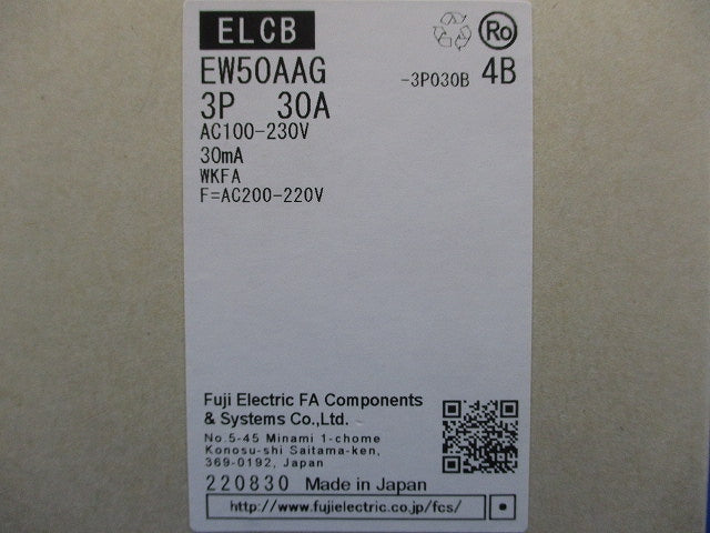 漏電アラーム遮断器 3P30A30ｍA AC100-230V EW50AAG3P30A