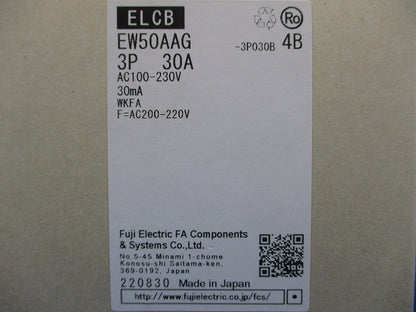 漏電アラーム遮断器 3P30A30ｍA AC100-230V EW50AAG3P30A