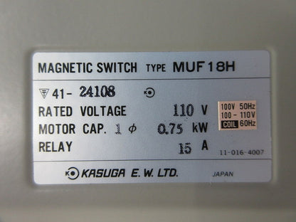 電磁開閉器100V MUF18H