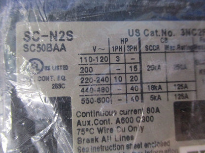 電磁接触器 200V SC-N2S