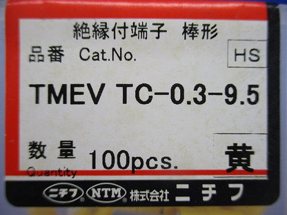 絶縁付端子 棒形 黄色 100個入 TMEVTC-0.3-9.5-100