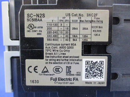 電磁接触器 200V SC-N2S