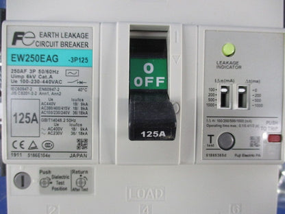 漏電遮断器3P125A(取付用付属品付) EW250EAG
