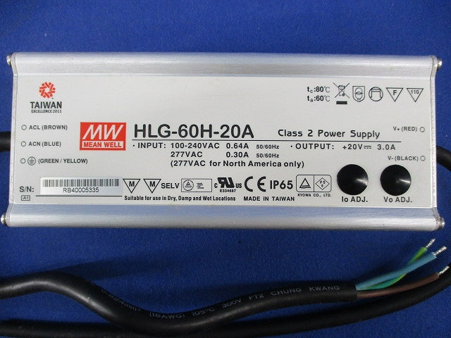 60Wデュアルモード LED用防水スイッチング電源 HLG-60H-20A