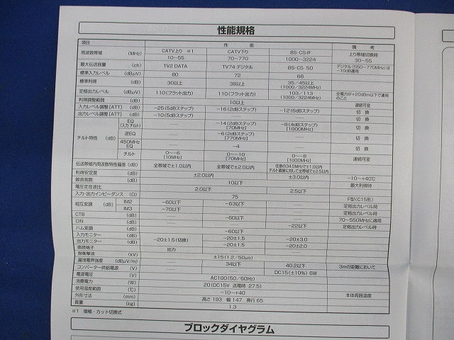 テレビ共同受信機器ブースター BL387E