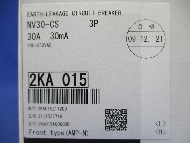 漏電遮断器 3P30A30ｍA 100-230VAC NV30-CS3P30A30mA