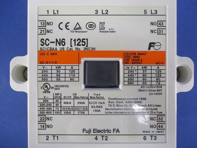 標準形電磁接触器AC200-250V(50/60Hz)/ DC200-240V SC-N6