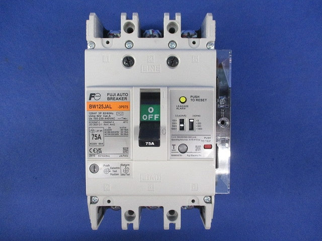 漏電遮断器付オートブレーカー3P75A BW125JAL-3P015