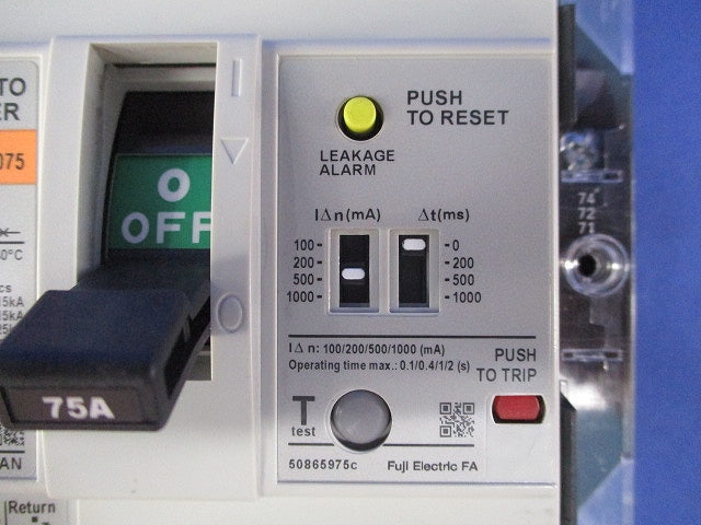 漏電遮断器付オートブレーカー3P75A BW125JAL-3P015