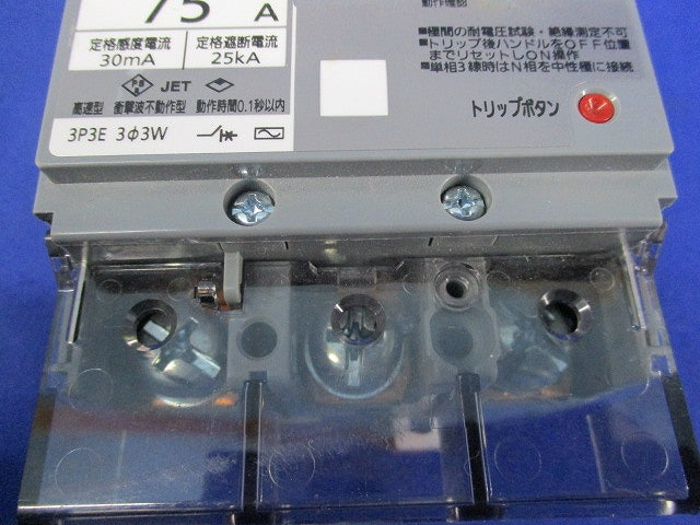 漏電ブレーカ 3P3E75A BKW-100 BKW3753K