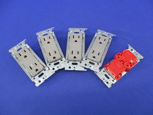 埋込接地ダブルコンセント(5個入)(ソリッドグレー) JEC-BN-55G