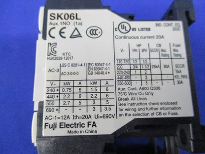 標準形電磁開閉器(コンタクタ形補助継電器SKシリーズ) SK06LW-E10K1P7